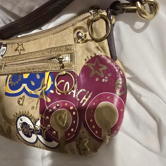 Coach Poppy Pop C CPLIQUE Groovy Shoulder Bag Multicolor Canvas Leather - Picture 4 of 12